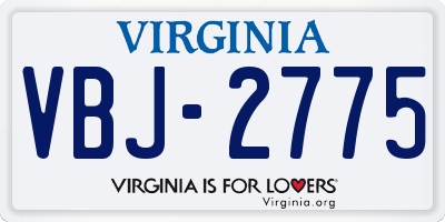 VA license plate VBJ2775