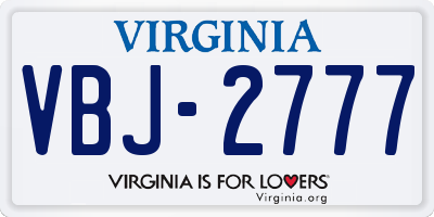 VA license plate VBJ2777