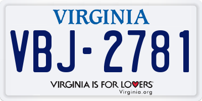 VA license plate VBJ2781