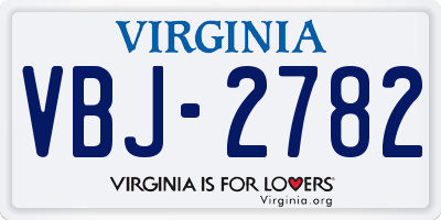 VA license plate VBJ2782