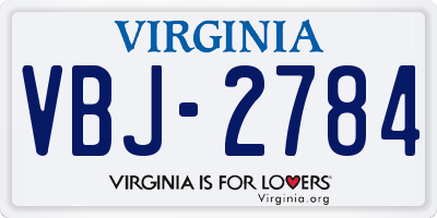 VA license plate VBJ2784