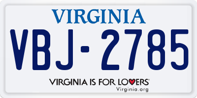 VA license plate VBJ2785
