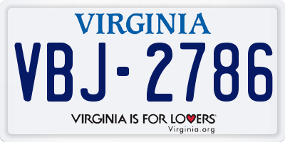 VA license plate VBJ2786