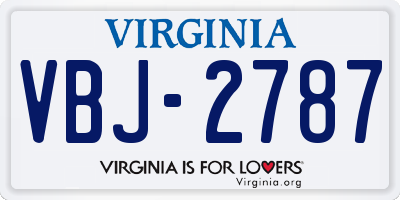 VA license plate VBJ2787