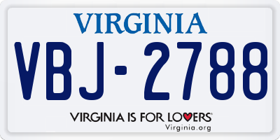 VA license plate VBJ2788