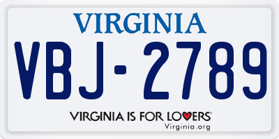 VA license plate VBJ2789