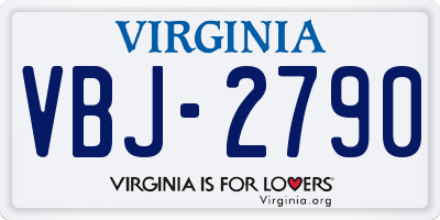 VA license plate VBJ2790