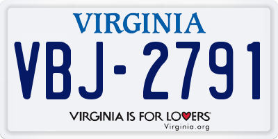 VA license plate VBJ2791