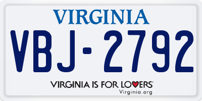 VA license plate VBJ2792
