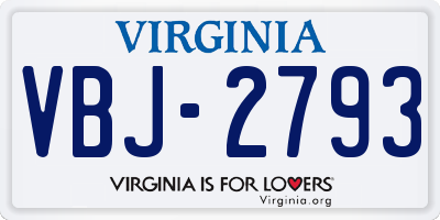 VA license plate VBJ2793