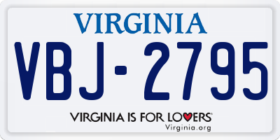VA license plate VBJ2795