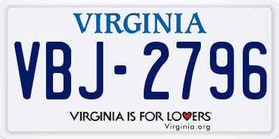 VA license plate VBJ2796