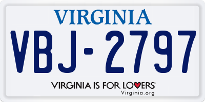 VA license plate VBJ2797