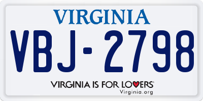 VA license plate VBJ2798