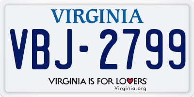 VA license plate VBJ2799