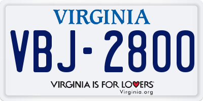 VA license plate VBJ2800