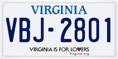 VA license plate VBJ2801