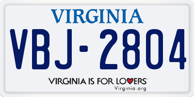 VA license plate VBJ2804