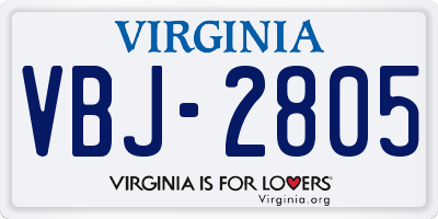 VA license plate VBJ2805