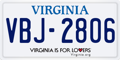 VA license plate VBJ2806