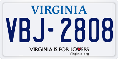 VA license plate VBJ2808
