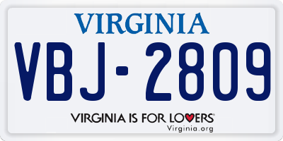 VA license plate VBJ2809