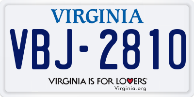 VA license plate VBJ2810