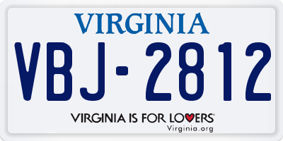 VA license plate VBJ2812