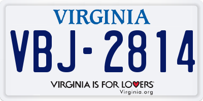 VA license plate VBJ2814