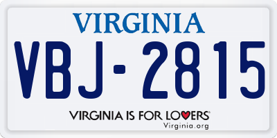 VA license plate VBJ2815