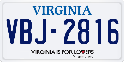 VA license plate VBJ2816