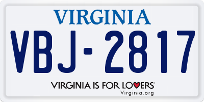 VA license plate VBJ2817