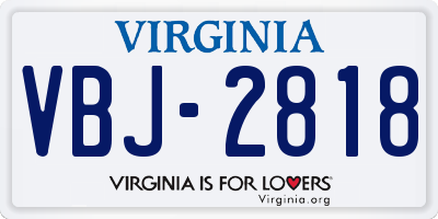 VA license plate VBJ2818