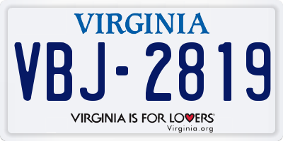 VA license plate VBJ2819