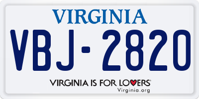 VA license plate VBJ2820