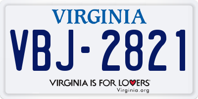 VA license plate VBJ2821