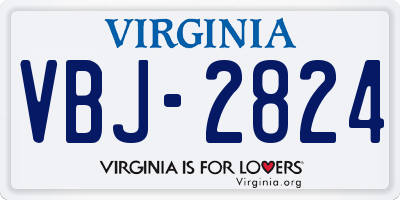 VA license plate VBJ2824