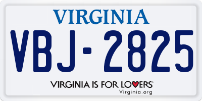 VA license plate VBJ2825