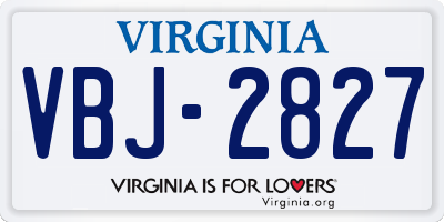 VA license plate VBJ2827