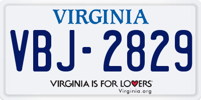VA license plate VBJ2829