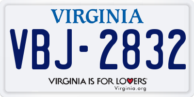VA license plate VBJ2832