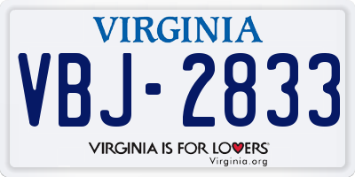 VA license plate VBJ2833