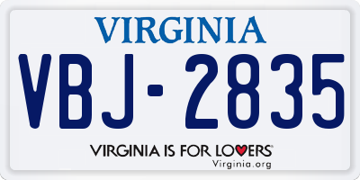 VA license plate VBJ2835