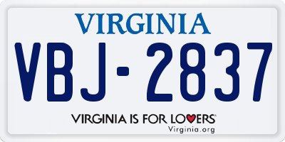 VA license plate VBJ2837