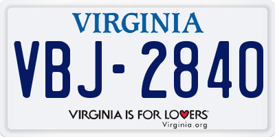 VA license plate VBJ2840