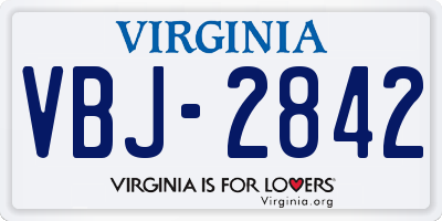 VA license plate VBJ2842