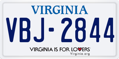 VA license plate VBJ2844