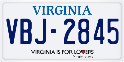 VA license plate VBJ2845