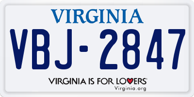 VA license plate VBJ2847