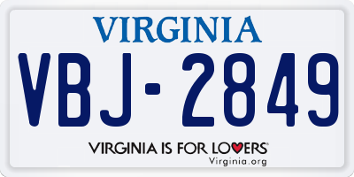 VA license plate VBJ2849